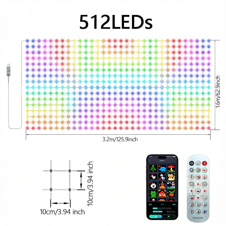 SmartPixel LED Curtain – App-Controlled Pixel Light Display
